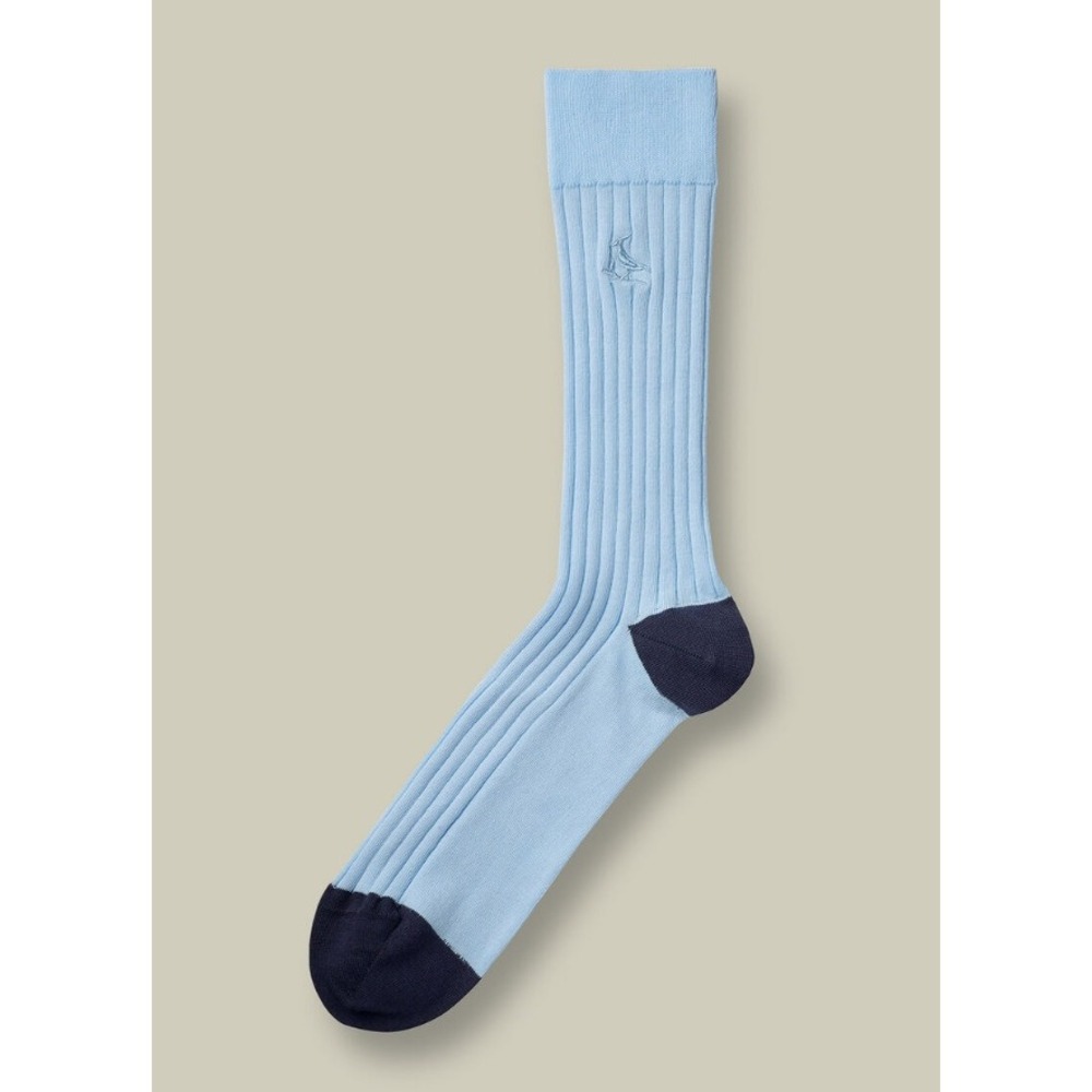 Charles Tyrwhitt Mens Cotton Rib Dress Socks Light Blue Navy M 6-10 ACK0328SKY